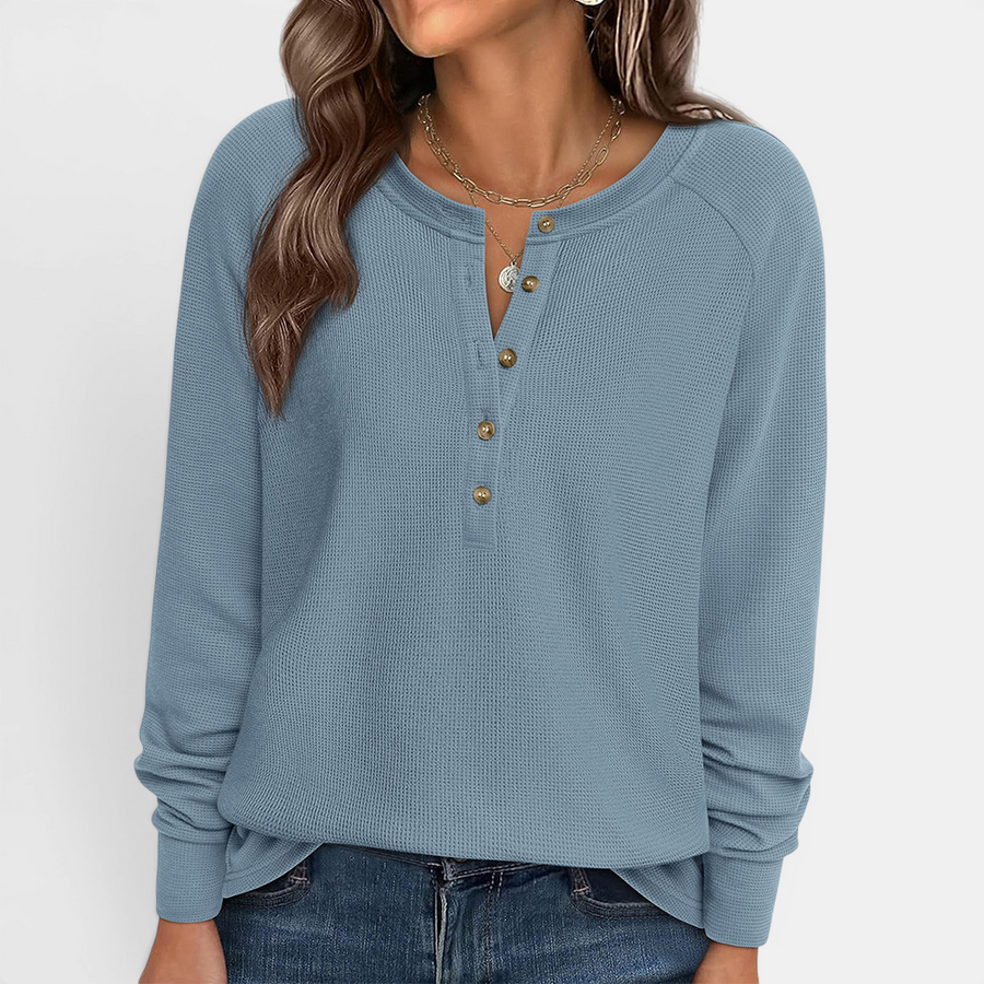 DUTCH™ – Cozy Waffle Knit Henley Top