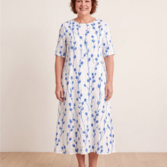 Blue Meadow Breeze Pocket Midi Dress