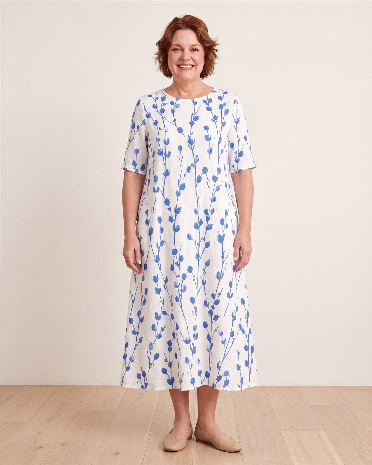 Blue Meadow Breeze Pocket Midi Dress