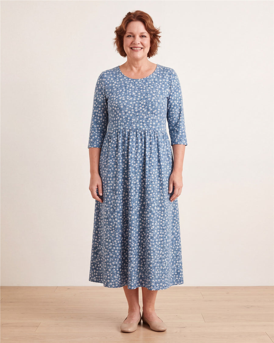 Blue Meadow Easy-Wear Floral Midi Dress – view 1