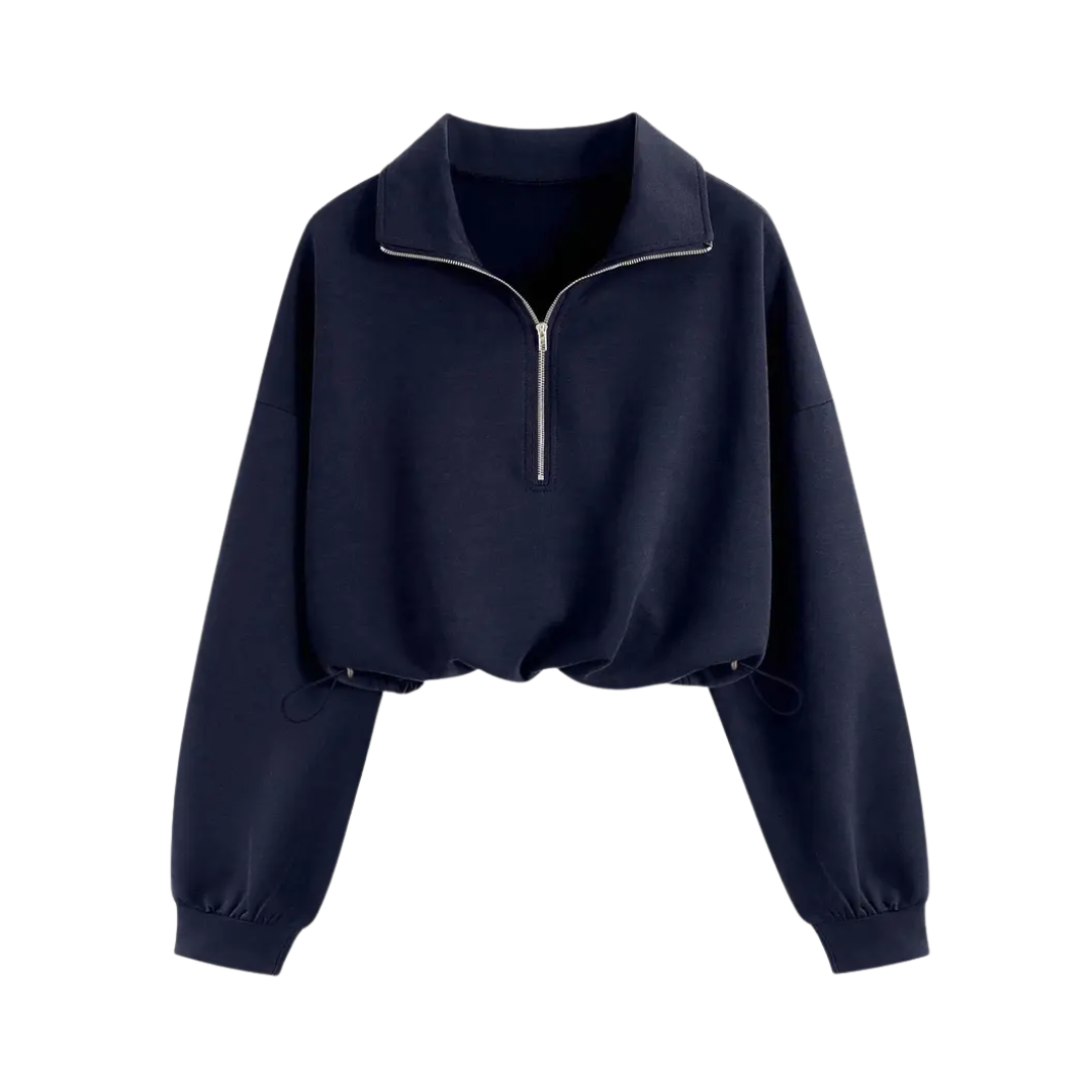 TEAGAN™ – Sporty Half-Zip Cropped Sweatshirt