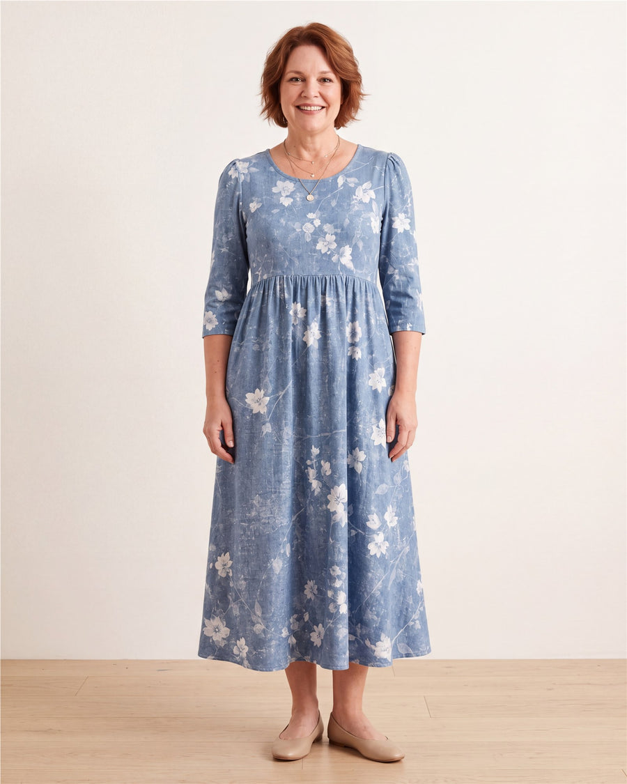 Bluebell Breeze Floral Pocket Midi Dress