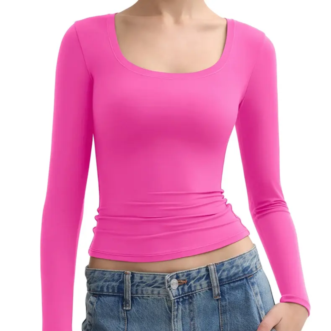 LEXARA™ – Sleek Double Layer Scoop Neck Top