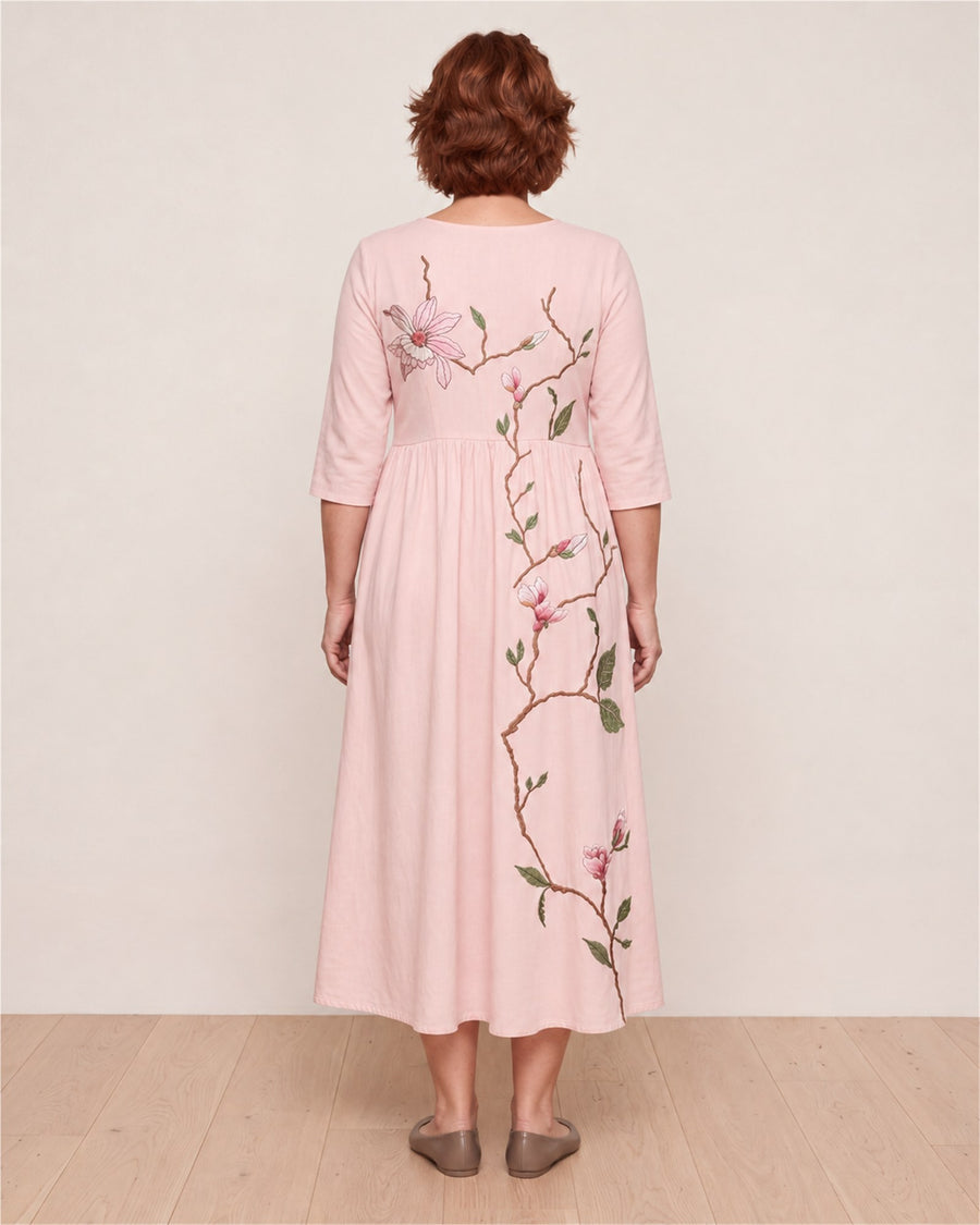 Blush Magnolia Garden Midi Dress – back view