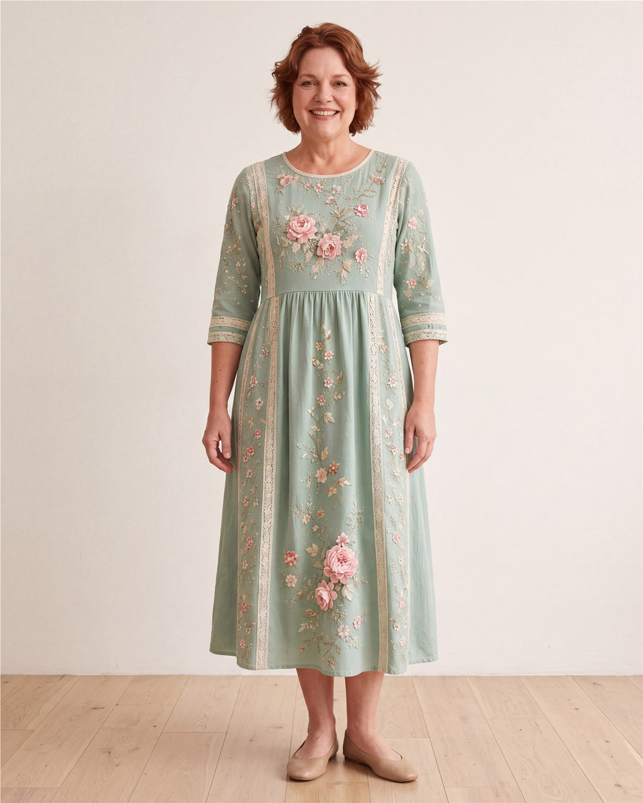 Blush Rose Garden Grace Midi Dress