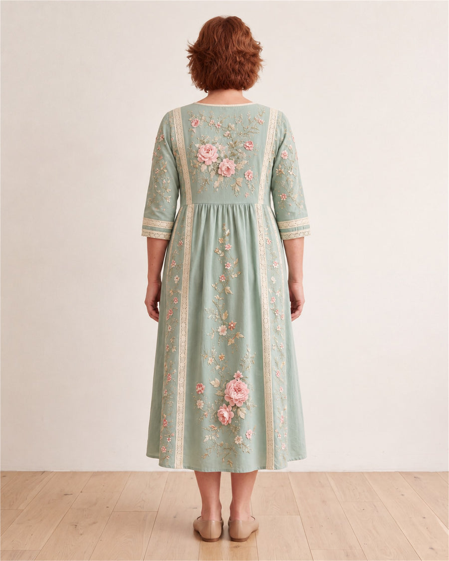 Blush Rose Garden Grace Midi Dress – back view