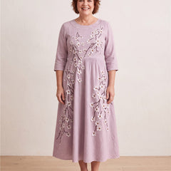 Blushing Orchard Floral Midi Dress