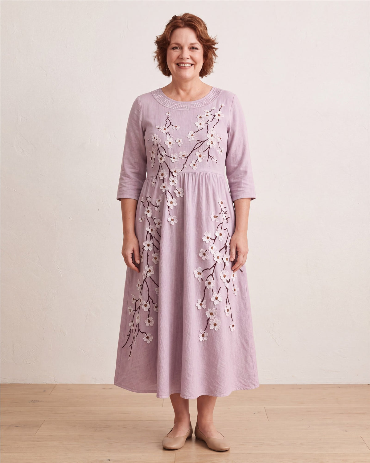 Blushing Orchard Floral Midi Dress