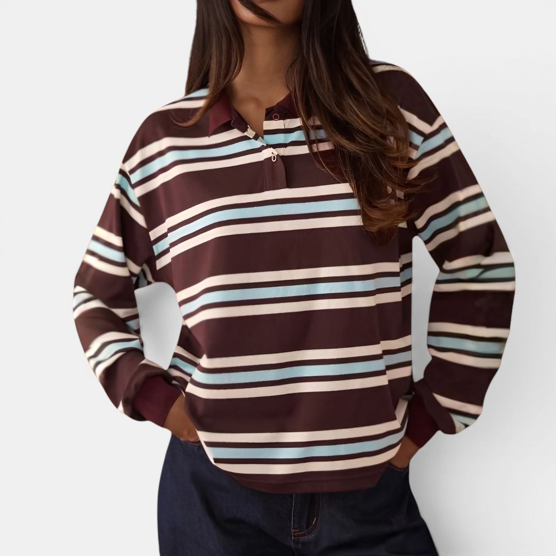 HUXLEY™ – Retro Stripe Contrast Polo Tee