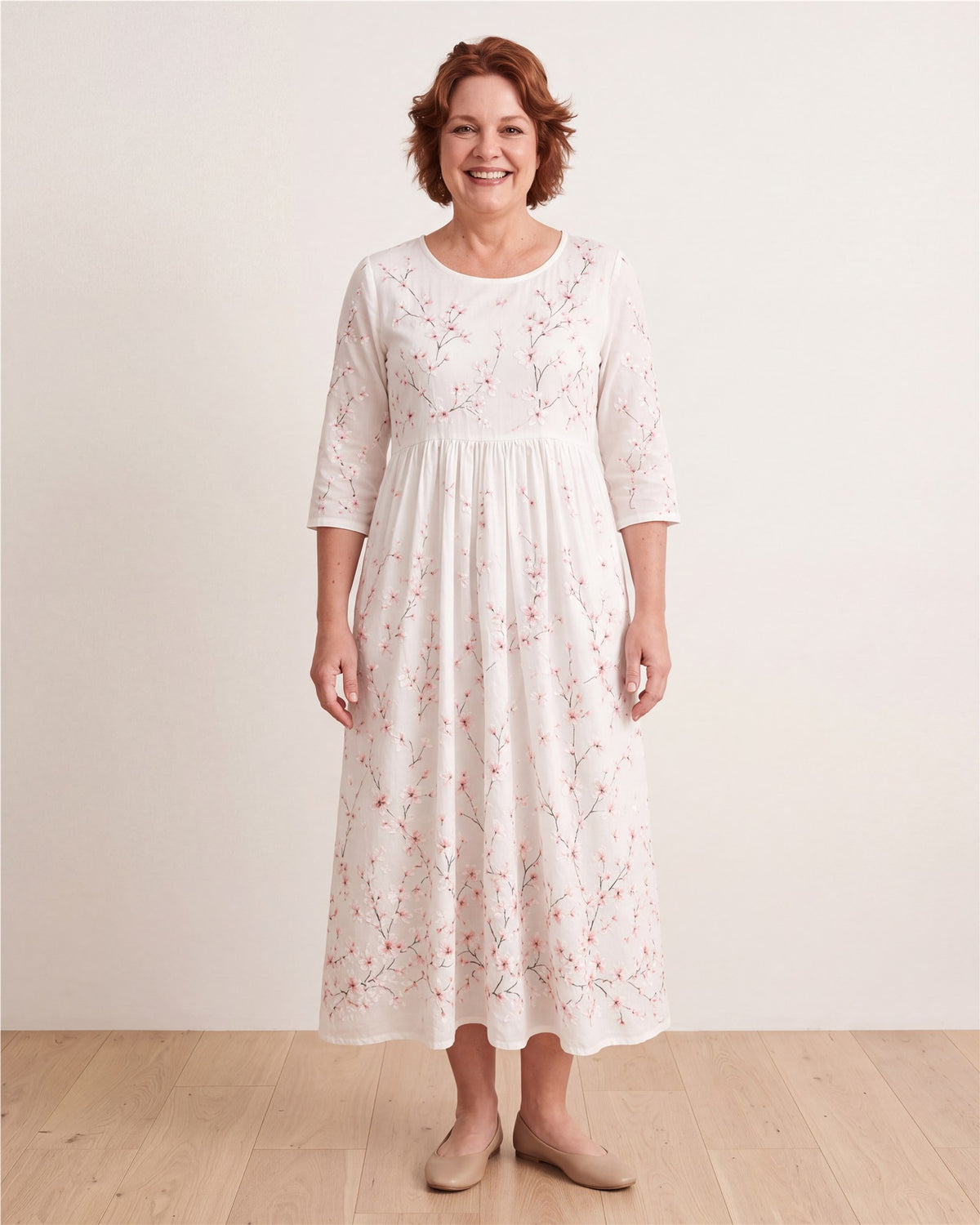Cherry Blossom Grace Everyday Midi Dress