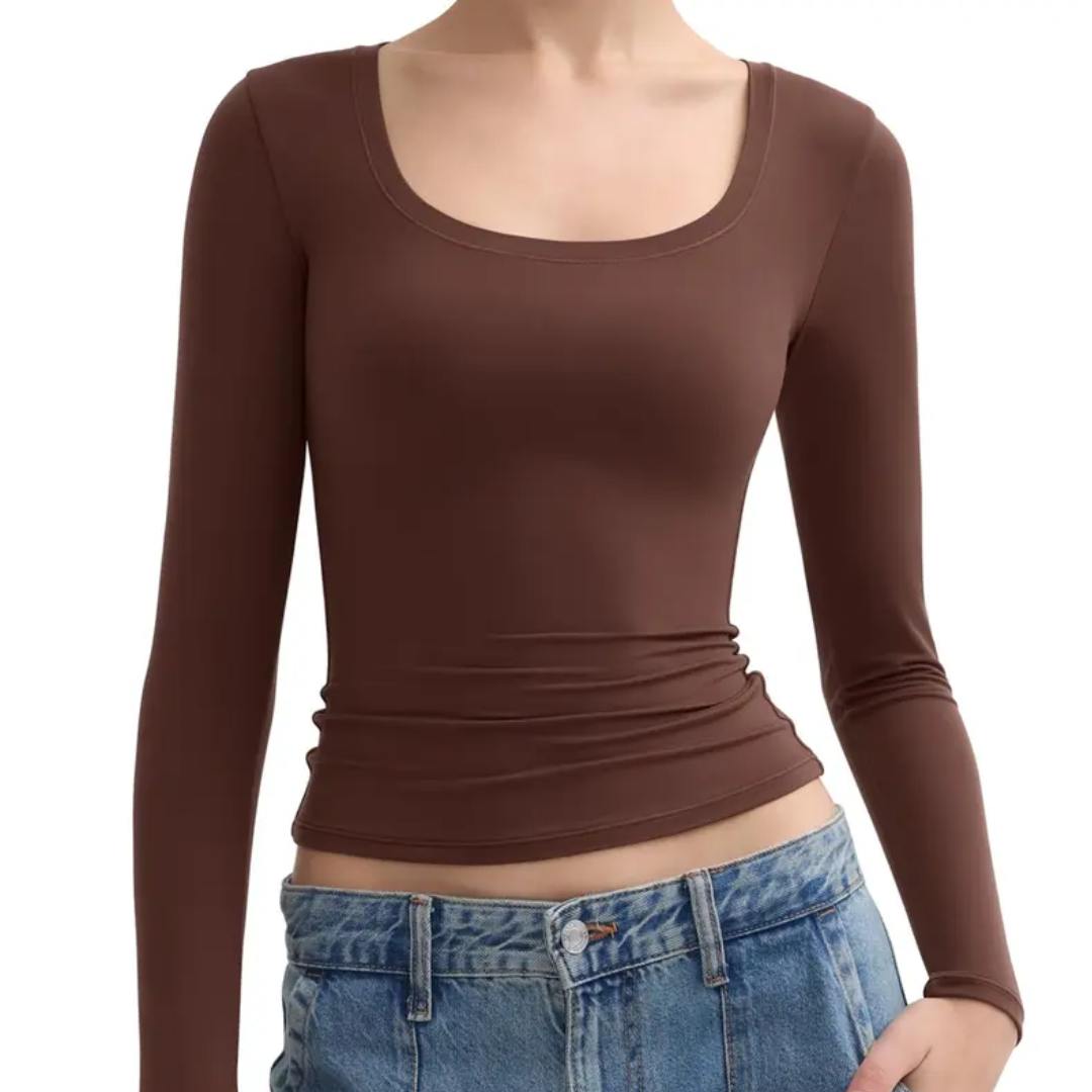 LEXARA™ – Sleek Double Layer Scoop Neck Top