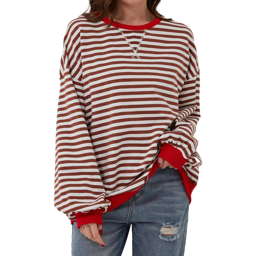 DARLOWE™ – Relaxed Striped Lantern Sleeve Hoodie