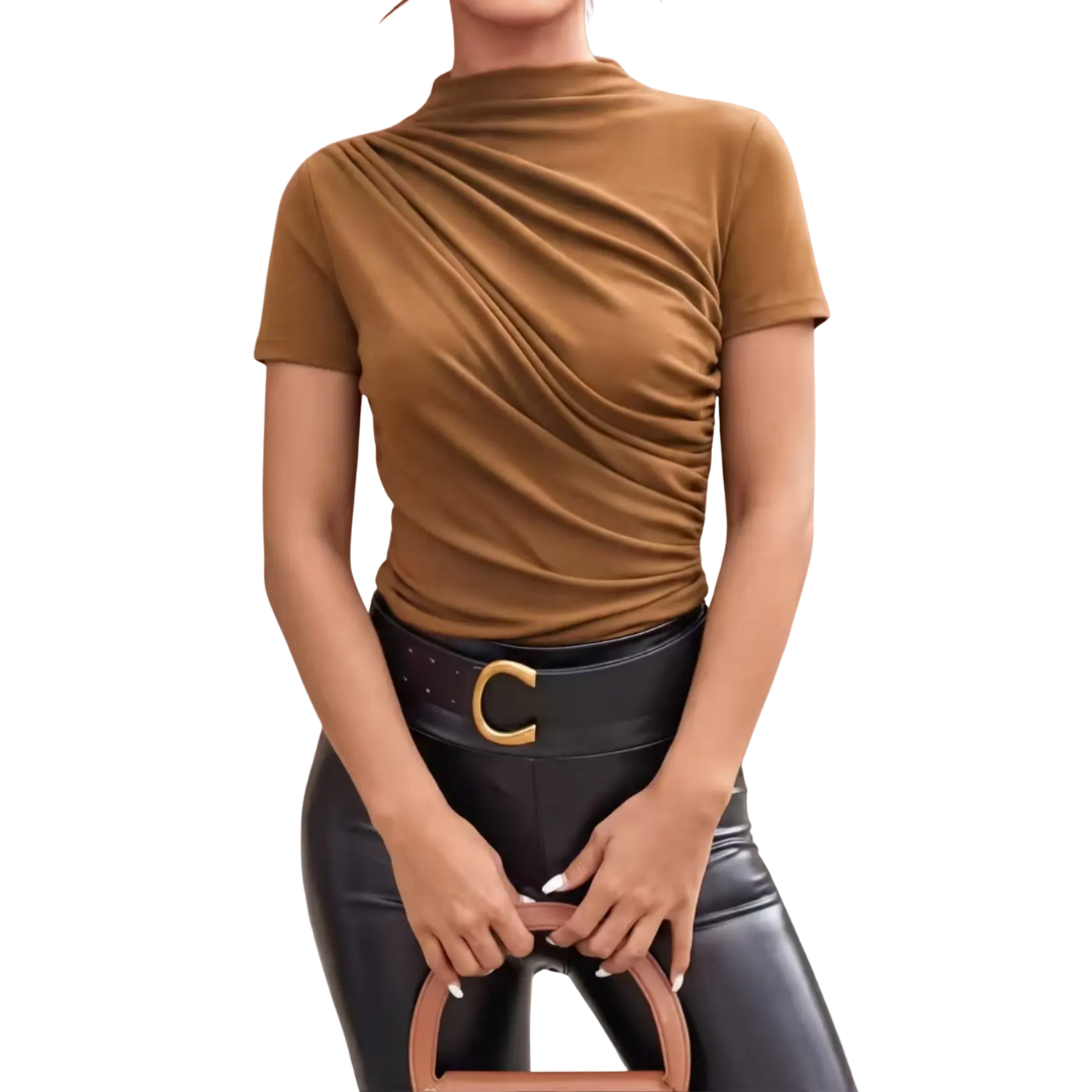 WAVERLY™ – Mock Neck Ruched Slim-Fit Top