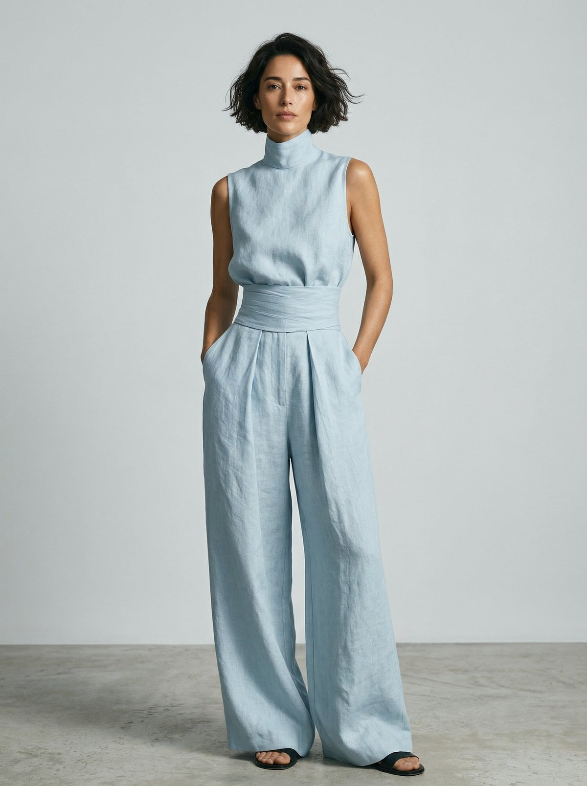 Evanna™ High-Neck Cotton Trouser Set