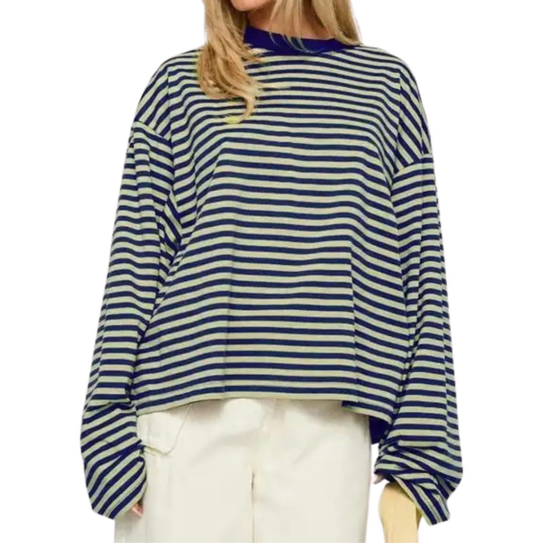 WENDI™ – Color-Block Stripe Casual Sweatshirt