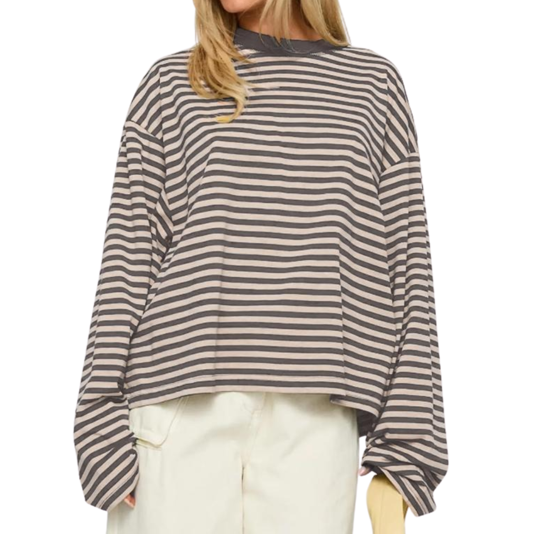 WENDI™ – Color-Block Stripe Casual Sweatshirt