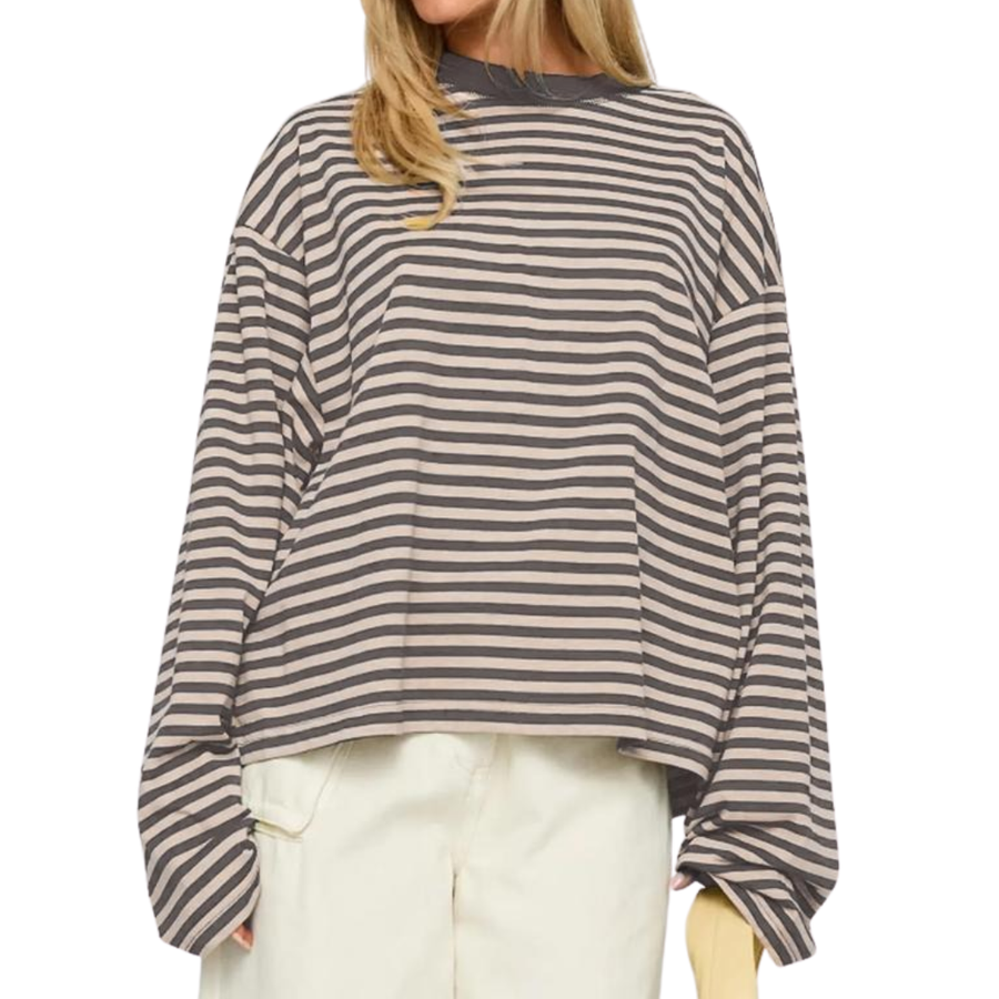 WENDI™ – Color-Block Stripe Casual Sweatshirt