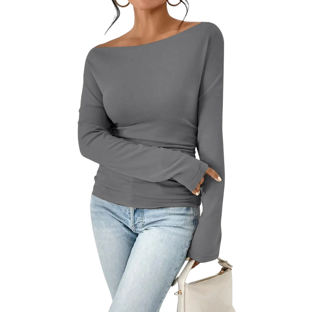 NAOMI™ – Sleek One-Shoulder Long-Sleeve Top