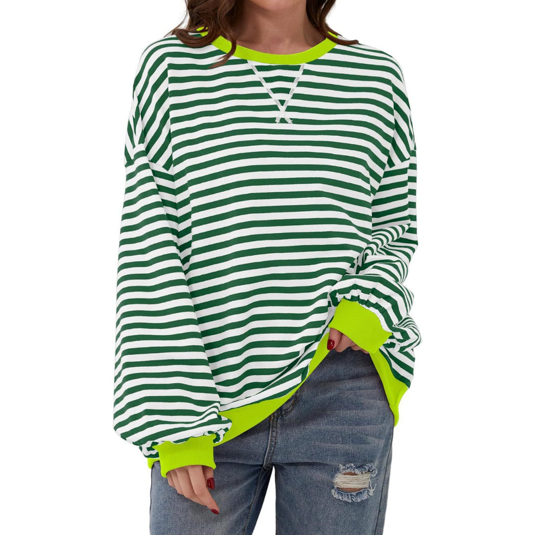 DARLOWE™ – Relaxed Striped Lantern Sleeve Hoodie