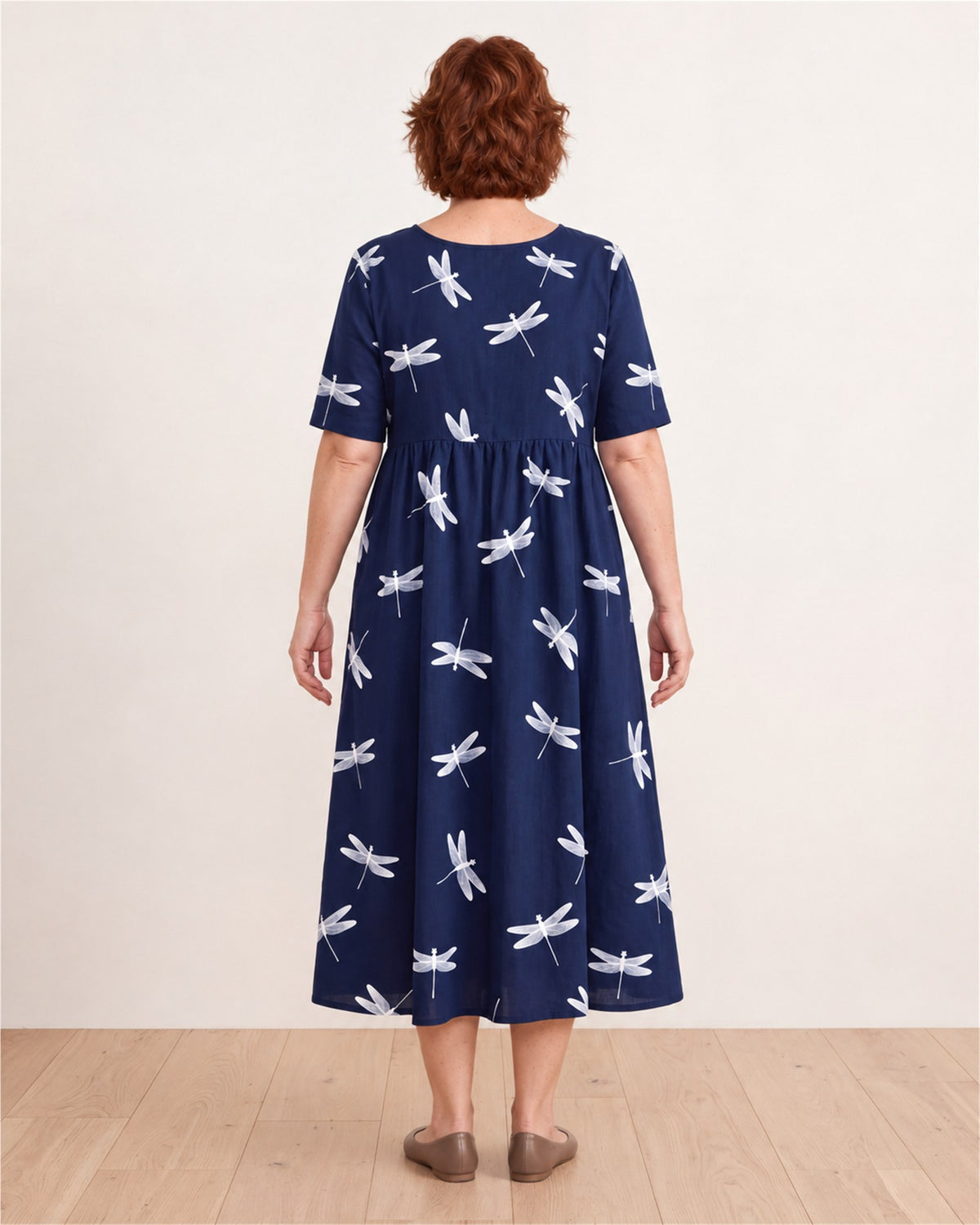 Dragonfly Breeze Pocket Midi Dress – back view