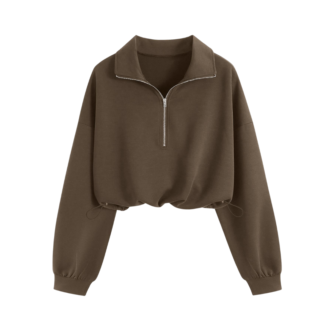 TEAGAN™ – Sporty Half-Zip Cropped Sweatshirt