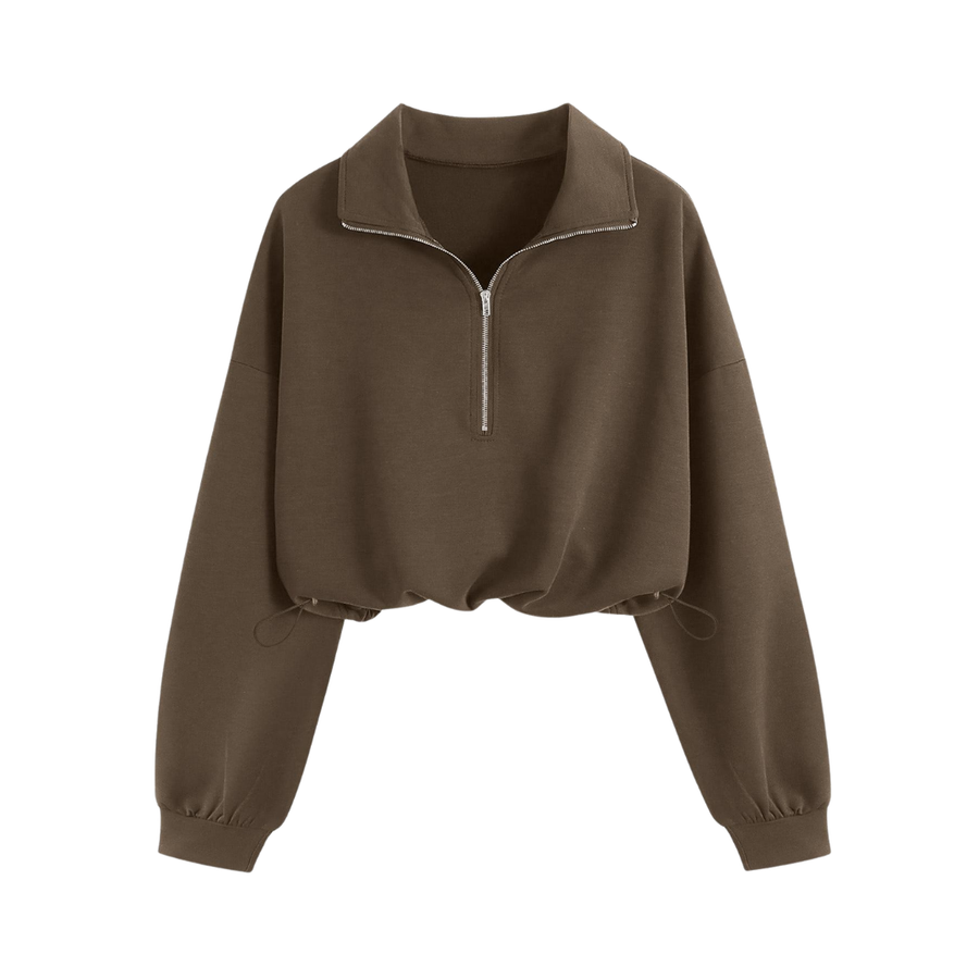 TEAGAN™ – Sporty Half-Zip Cropped Sweatshirt