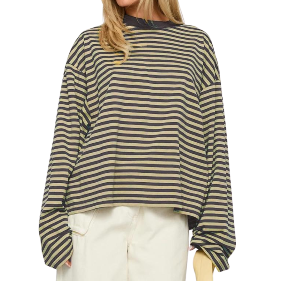 WENDI™ – Color-Block Stripe Casual Sweatshirt