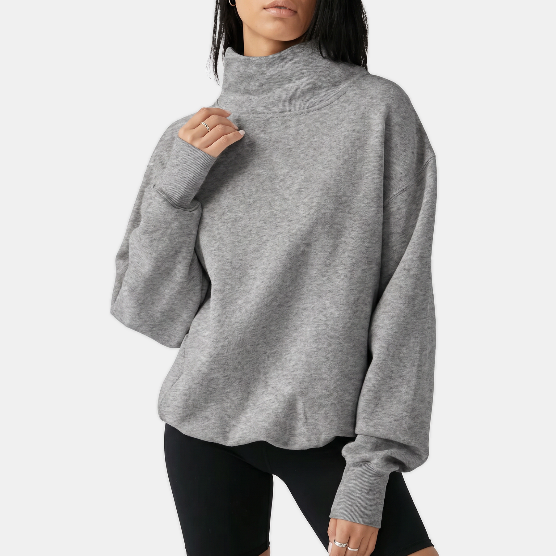 Women's Oversized Turtleneck Long Sleeve Pullover Sweatshirt