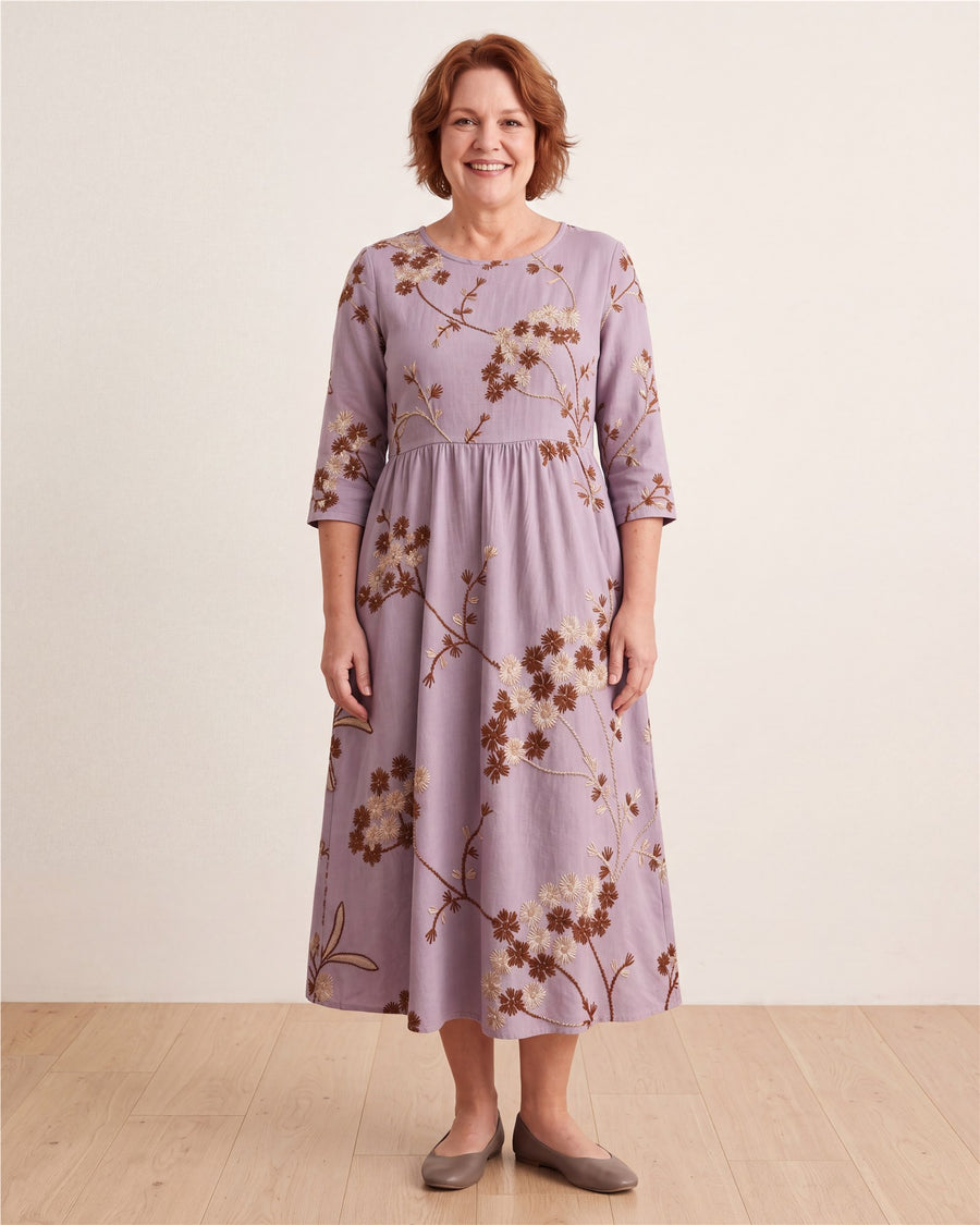 Heather Meadow Floral Pocket Midi Dress