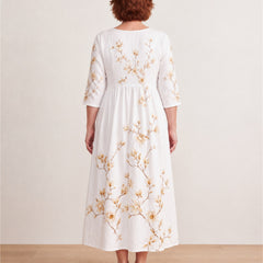 Ivory Blossom Grace Pocket Midi Dress – back view