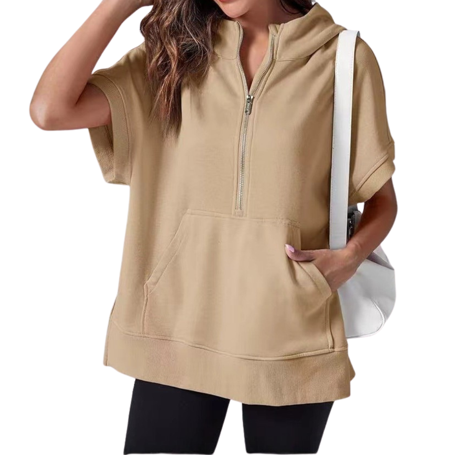 BREEYN™ – Relaxed Hooded Short Sleeve Sweatshirt