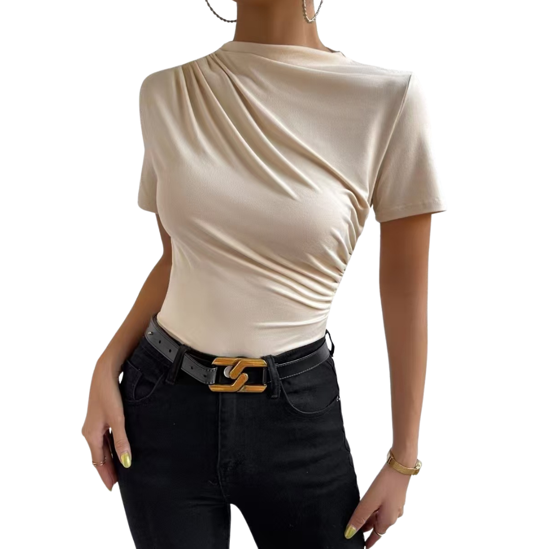 WAVERLY™ – Mock Neck Ruched Slim-Fit Top