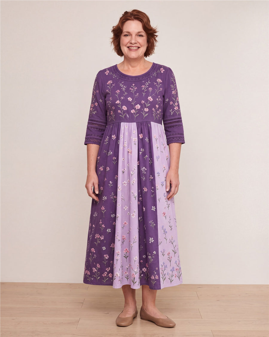 Lavender Wildflower Panel Midi Dress