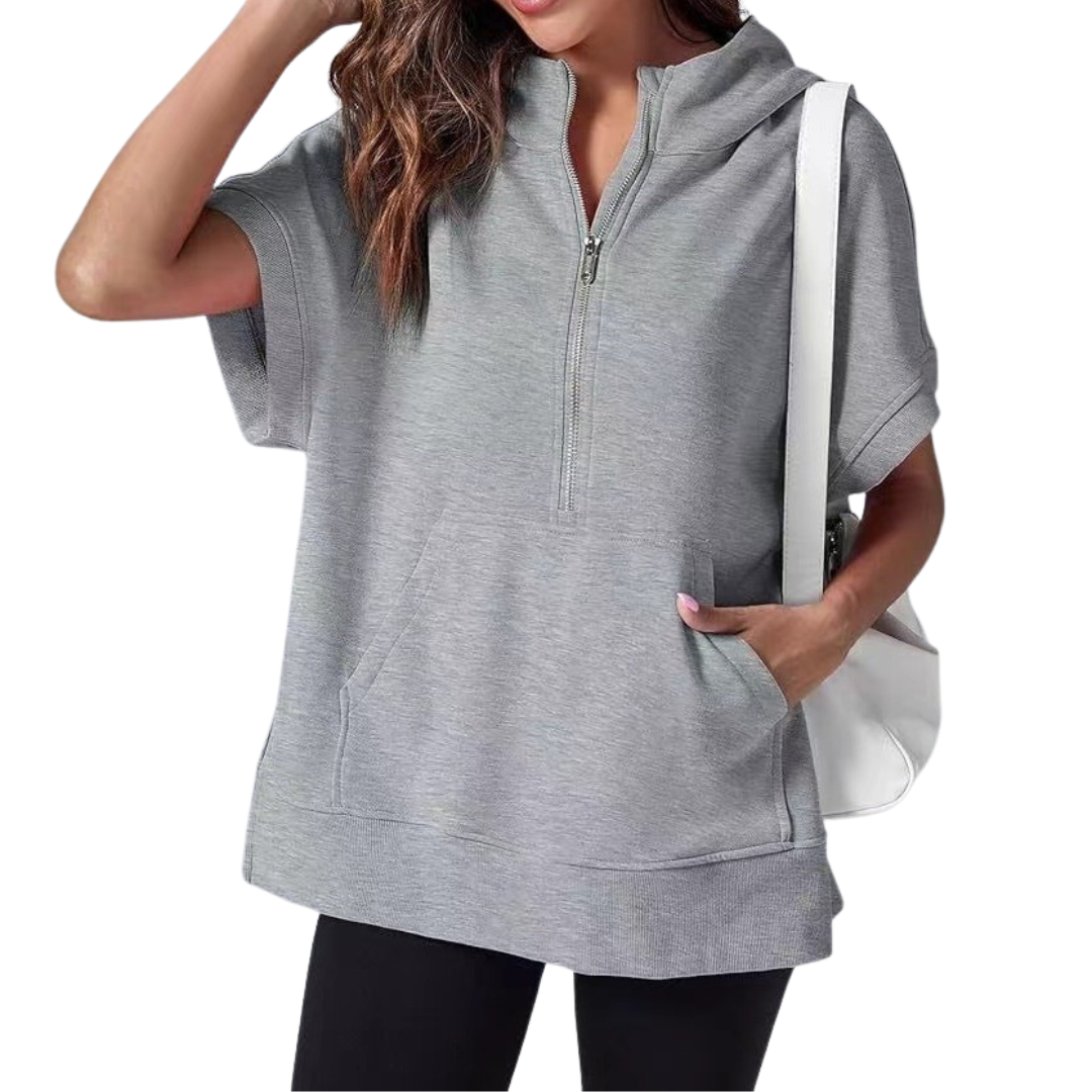 BREEYN™ – Relaxed Hooded Short Sleeve Sweatshirt