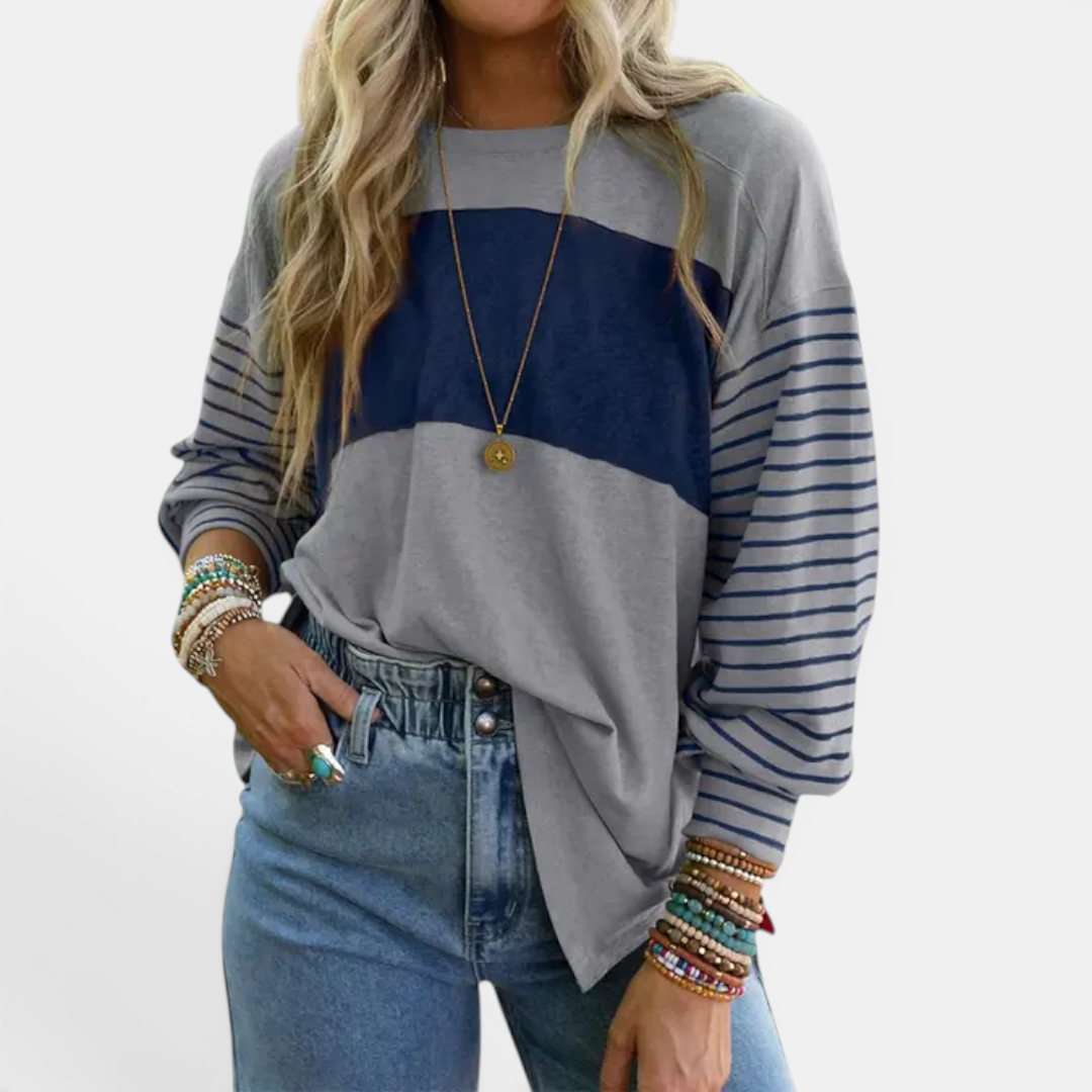 DEXLYN™ – Striped Color-Block Long Sleeve Top