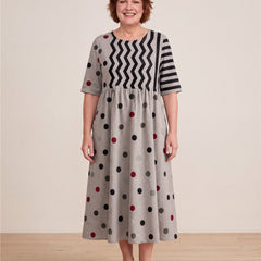 Modern Charm Mixed Print Pocket Midi Dress