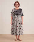 Modern Charm Mixed Print Pocket Midi Dress