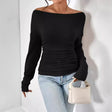 GATY™ - Chic Long Sleeve Asymmetrical Shoulder Top