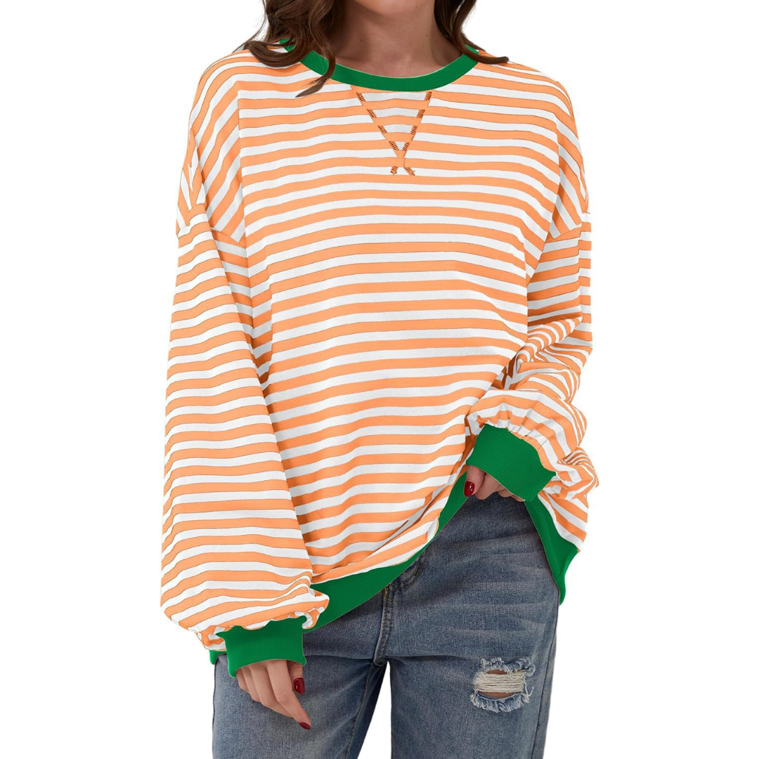 DARLOWE™ – Relaxed Striped Lantern Sleeve Hoodie