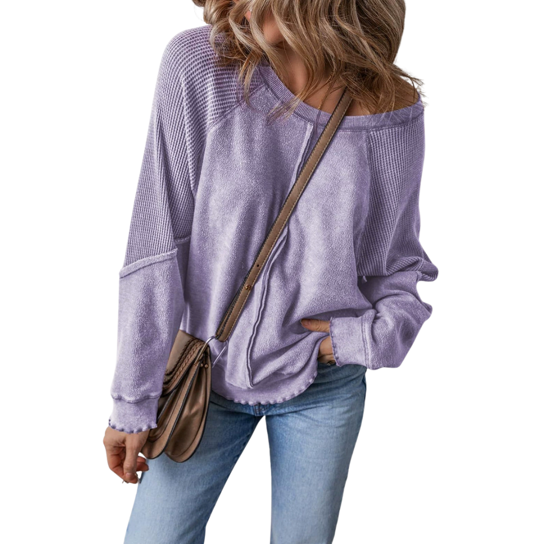 FALLON™ – Relaxed Waffle Knit Raglan Sweatshirt