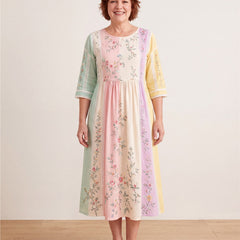 Pastel Garden Panel Pocket Midi Dress