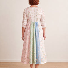 Pastel Meadow Floral Pocket Midi Dress – back view