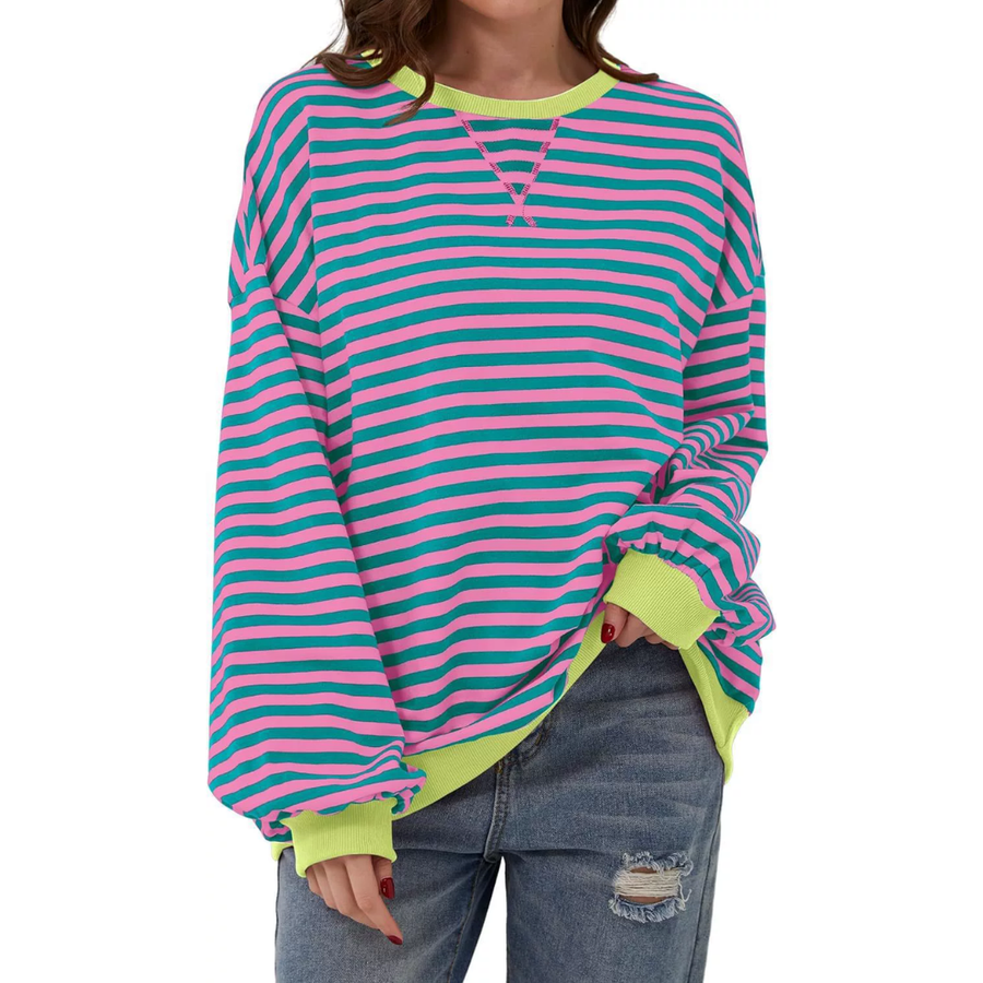DARLOWE™ – Relaxed Striped Lantern Sleeve Hoodie