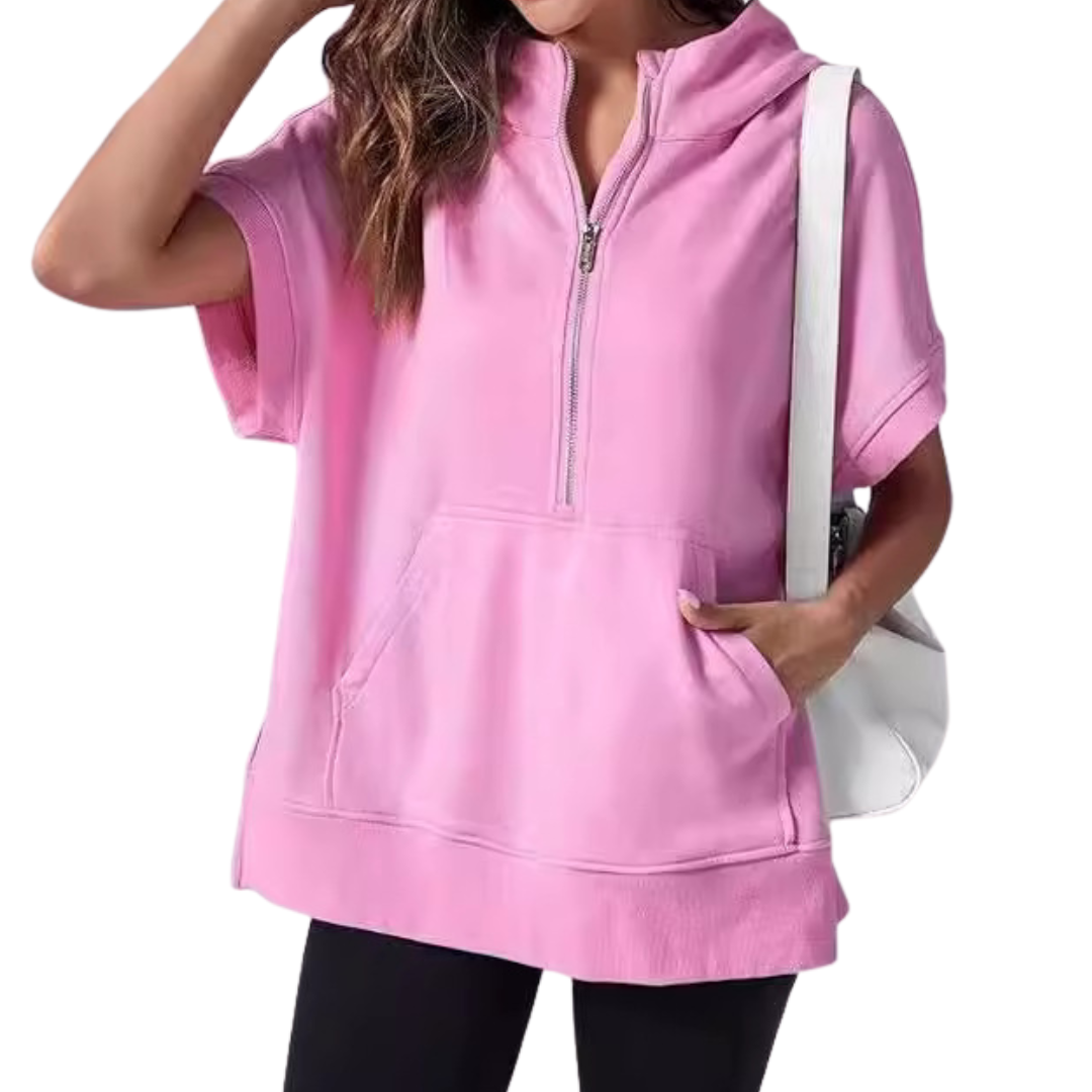 BREEYN™ – Relaxed Hooded Short Sleeve Sweatshirt