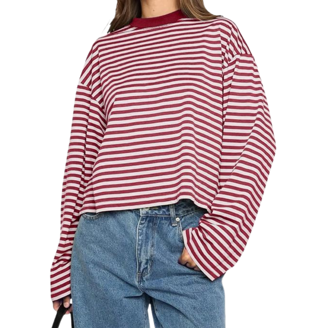 WENDI™ – Color-Block Stripe Casual Sweatshirt