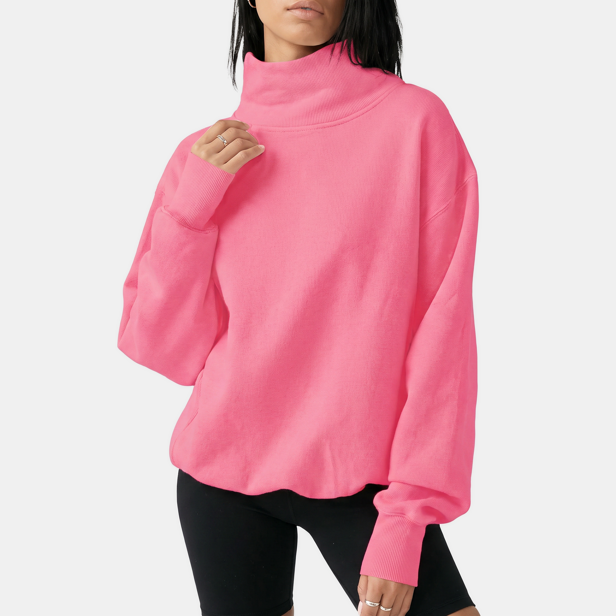 Women's Oversized Turtleneck Long Sleeve Pullover Sweatshirt