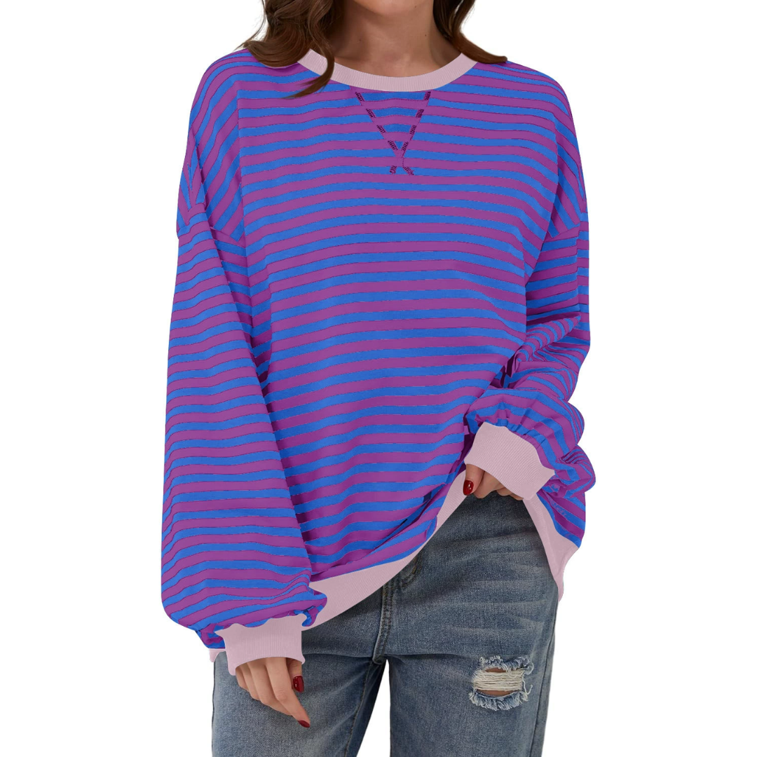 DARLOWE™ – Relaxed Striped Lantern Sleeve Hoodie