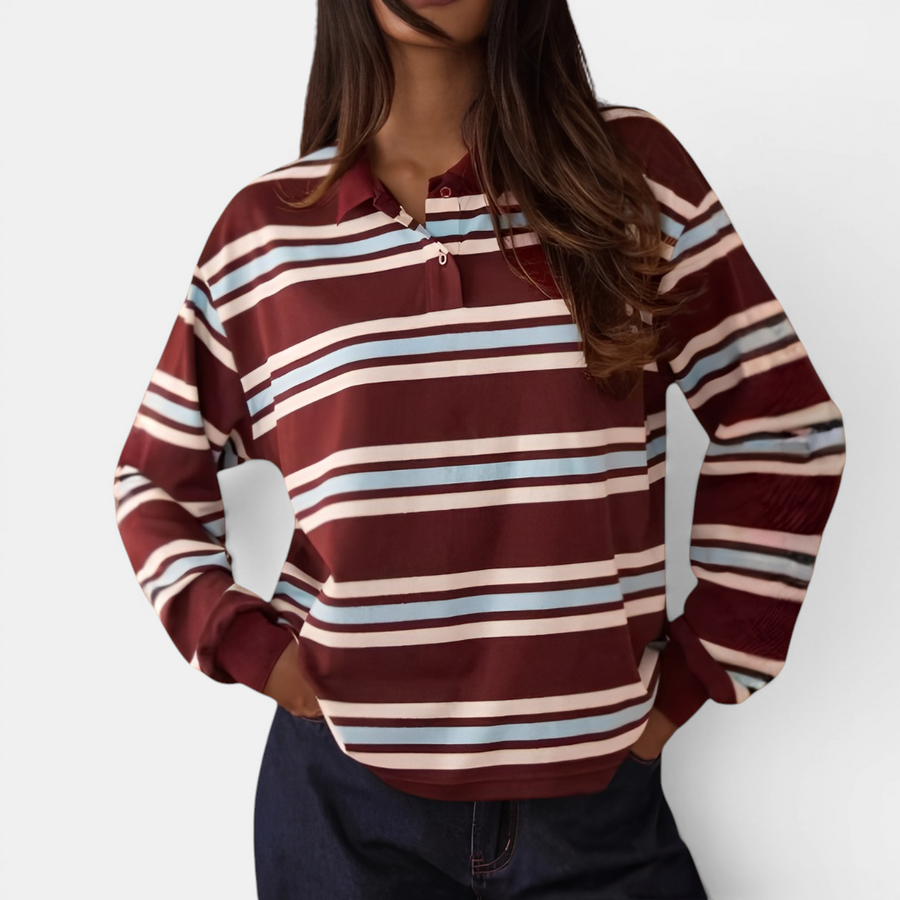 HUXLEY™ – Retro Stripe Contrast Polo Tee