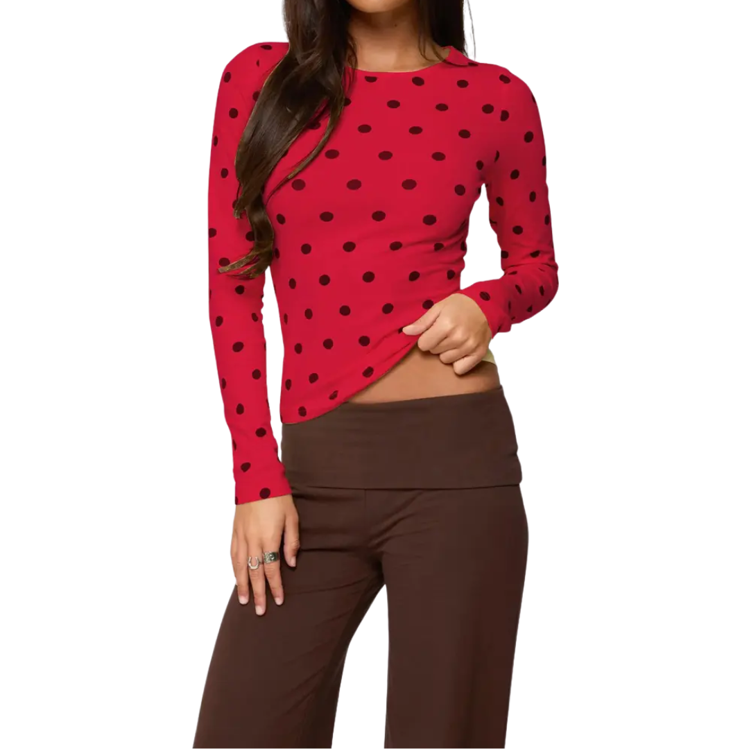 DOTTY™ – Polka Dot Slim Fit Long Sleeve Top