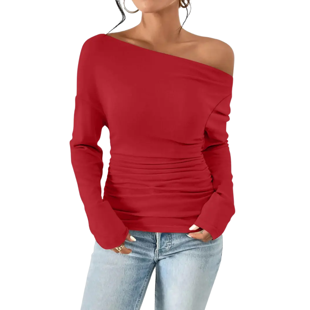 NAOMI™ – Sleek One-Shoulder Long-Sleeve Top
